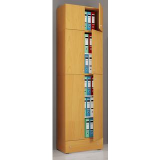 VCM XXXL Büroschrank mit 5 Fächern mit Aufsatz und Schublade | moderner Aktenschrank mit Drehtüren | Maße ca. H. 240 x B. 70 x T. 39 cm – Lona 5-Fach  