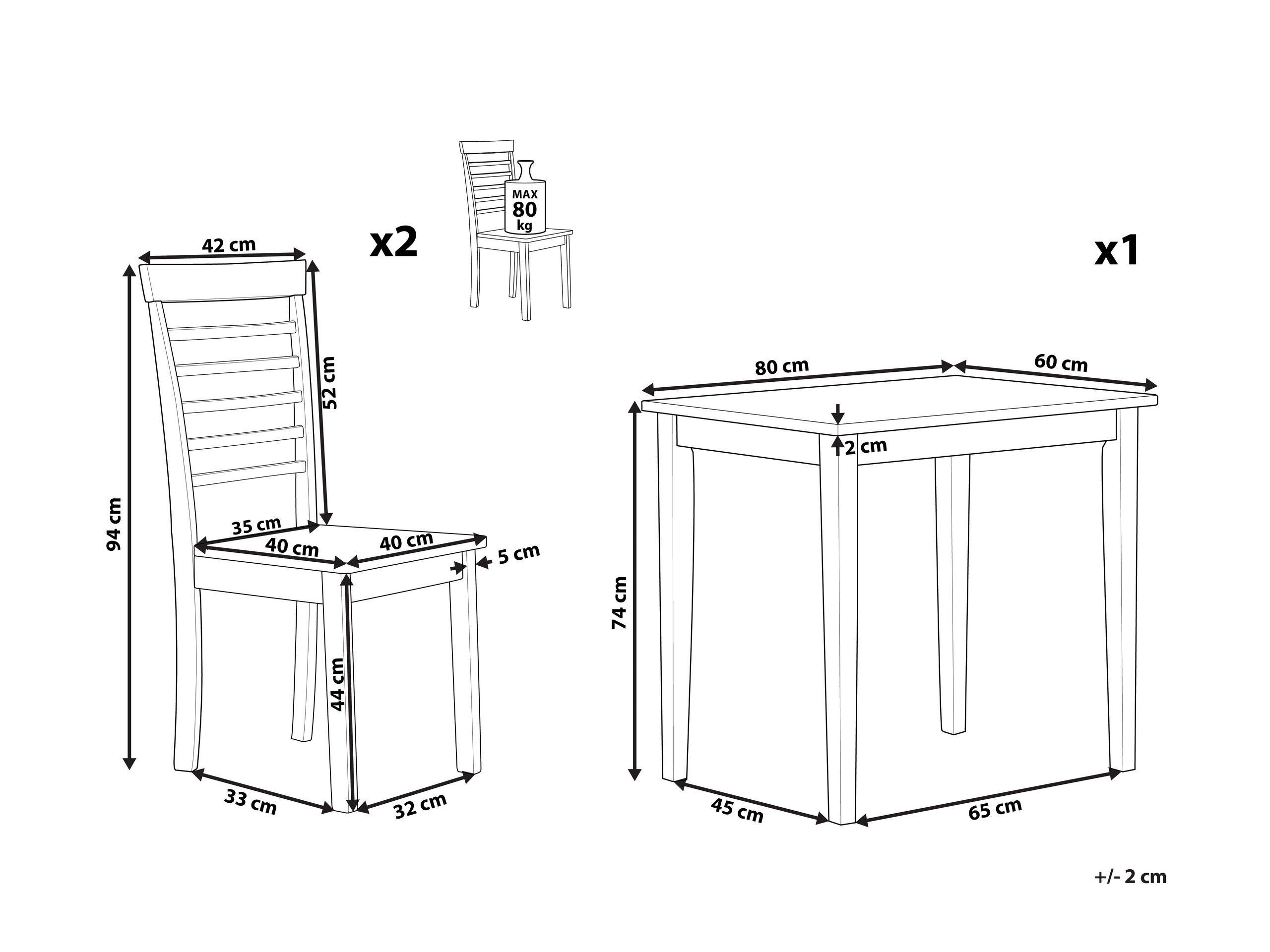 Beliani Ensemble pour salle à manger en Bois d'hévéa Moderne BATTERSBY  