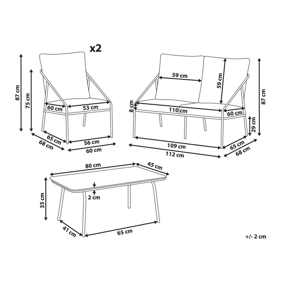 Beliani Lounge Set mit Tisch aus Stahl  USTICA  