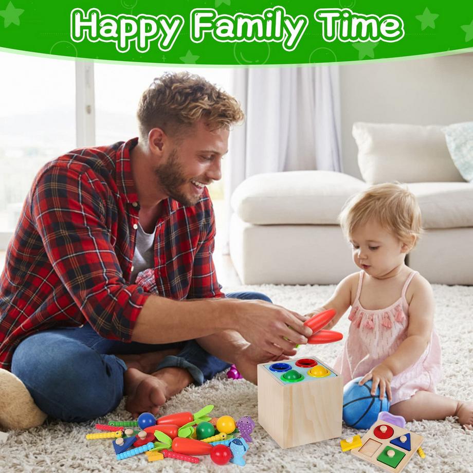 Activity-board  5 In 1 Holzspielzeug Baby Sortier- & Stapelspielzeug Motorikspielzeug Angelspiel Hammerspiel 