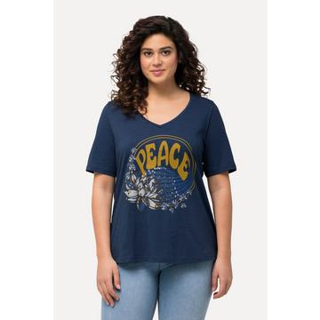 T-shirt classica con paillettes, scollo a V e mezze maniche