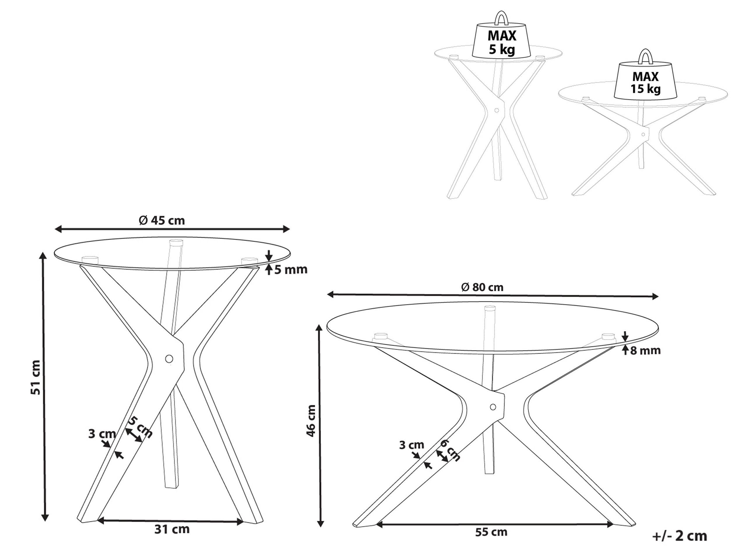 Beliani Ensemble de tables en Verre de sécurité Moderne VALLEY  