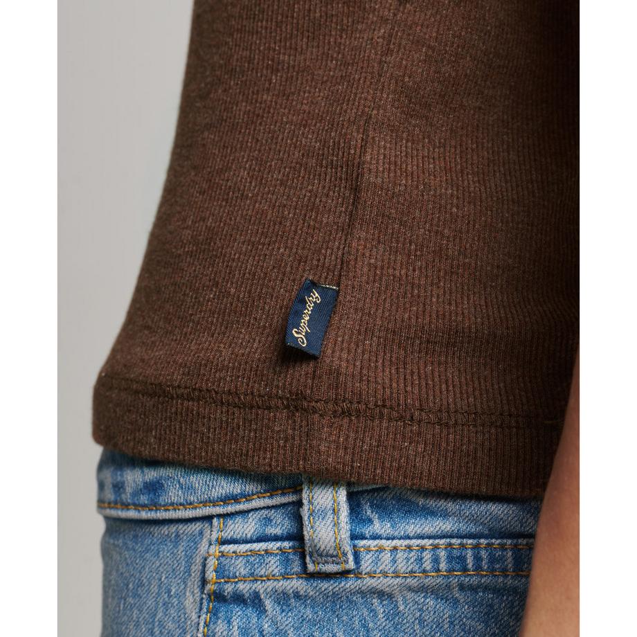 Superdry Canotta a costine con bordo in pizzo  