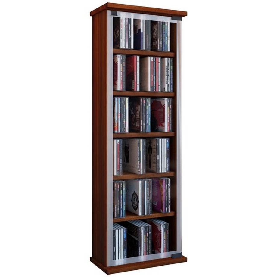 Bois CD DVD Stand Étagère Rangement Étagère sur pied Support Classic Porte en verre