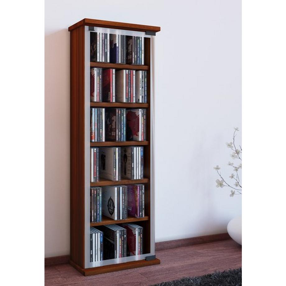 VCM Bois CD DVD Stand Étagère Rangement Étagère sur pied Support Classic Porte en verre  