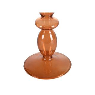 Vente-unique  Lot de 2 bougeoirs - H.21 et 18,5 cm - Verre - Orange - KANDIE 