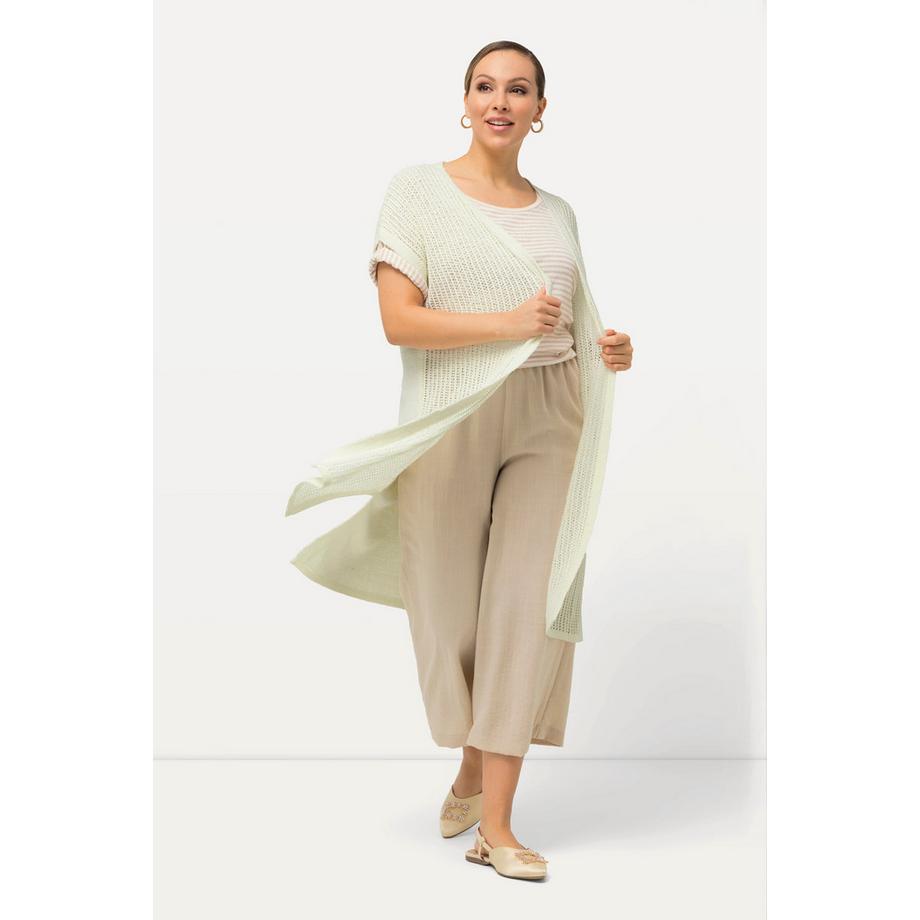 Ulla Popken Strickweste Lochstrick offene Form ärmellos  