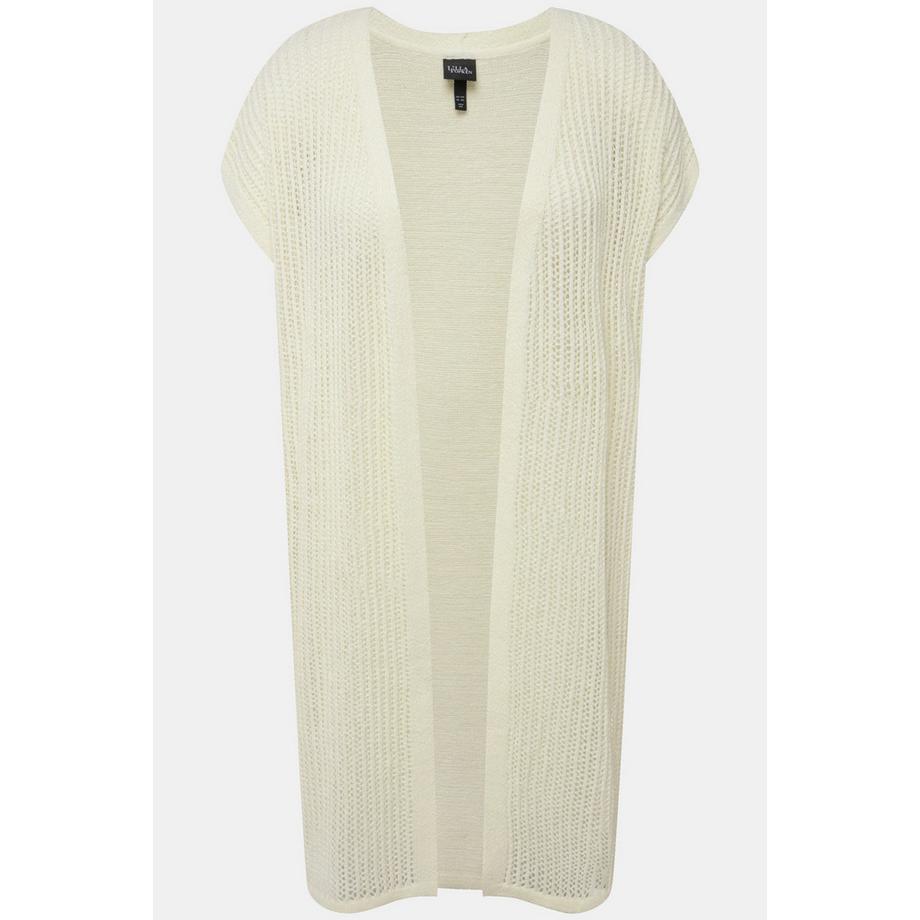 Ulla Popken Strickweste Lochstrick offene Form ärmellos  