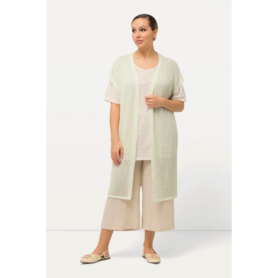 Ulla Popken Strickweste Lochstrick offene Form ärmellos  