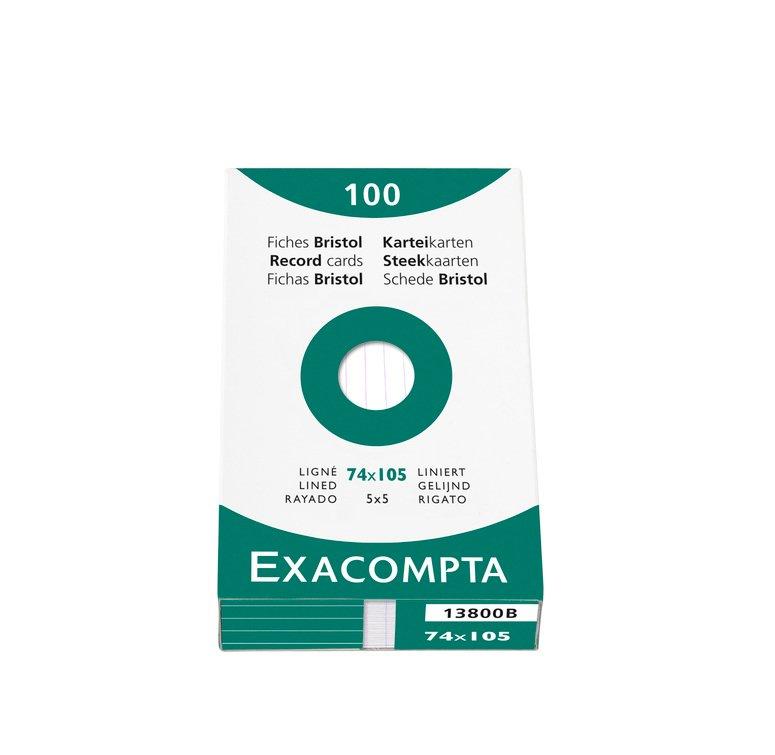 Exacompta Confezione 100 cartoncini bristol a righe non perforati 74x105mm - x 10  