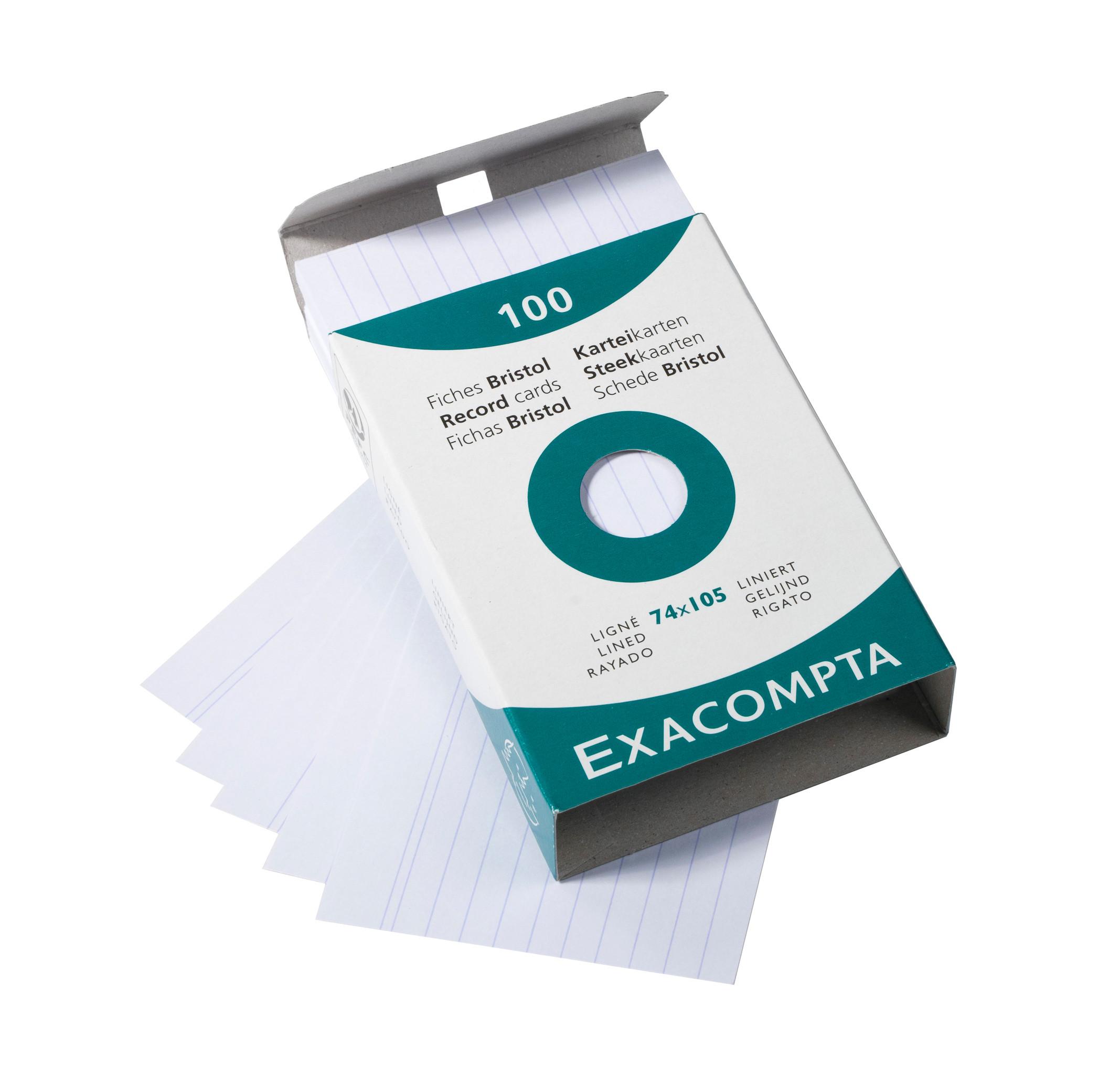 Exacompta Confezione 100 cartoncini bristol a righe non perforati 74x105mm - x 10  