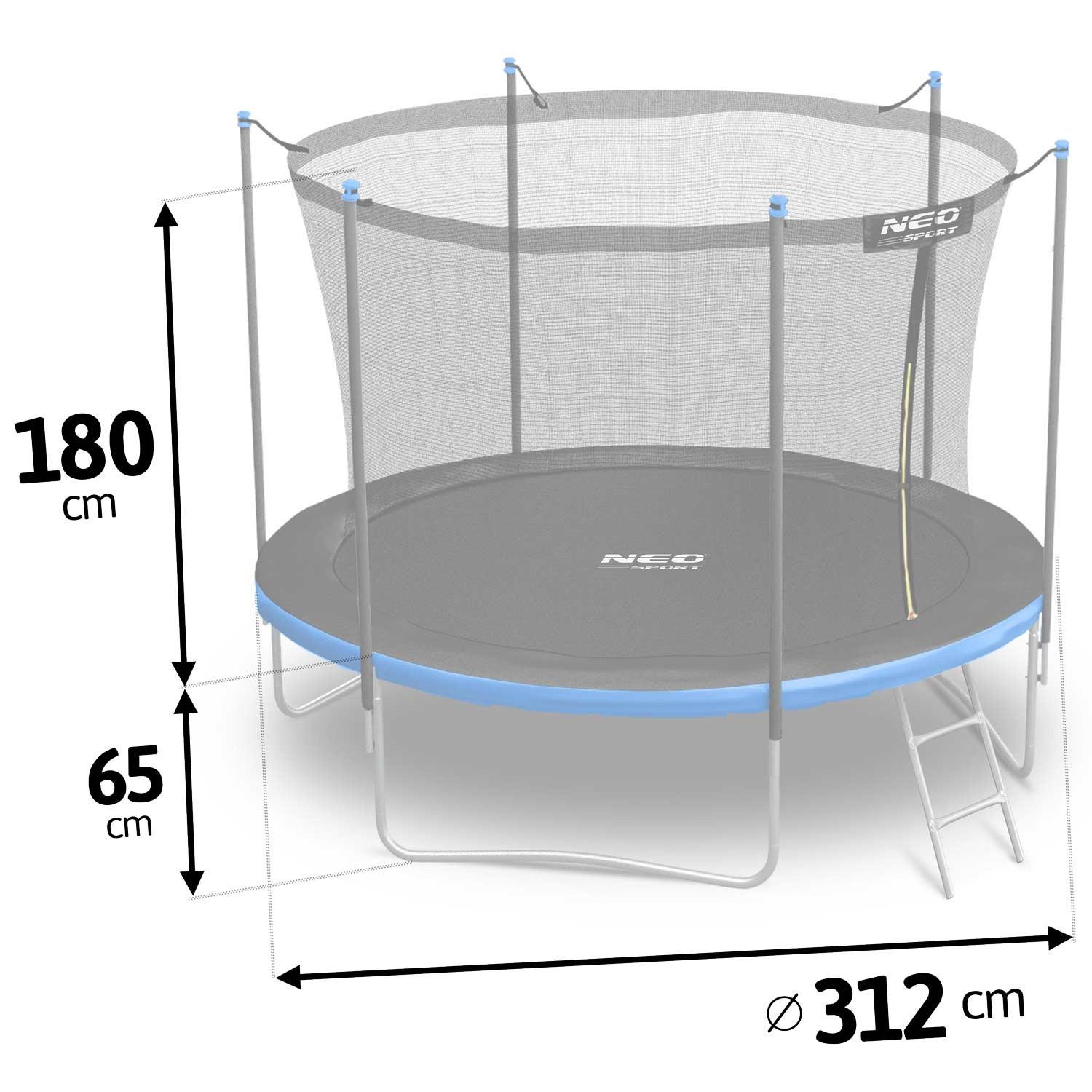 B2X Trampoline de jardin 312 cm avec filet de sécurité intérieur et échelle Neo-Sport  