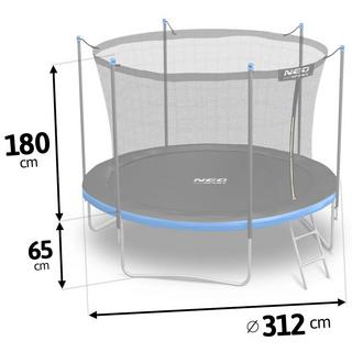 B2X Trampoline de jardin 312 cm avec filet de sécurité intérieur et échelle Neo-Sport  