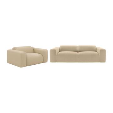 Sofa 3-Sitzer & Sessel - Strukturstoff - Beige - POGNI von Maison Céphy