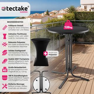 Tectake Table haute Eren pliable avec housse 90x110 cm  