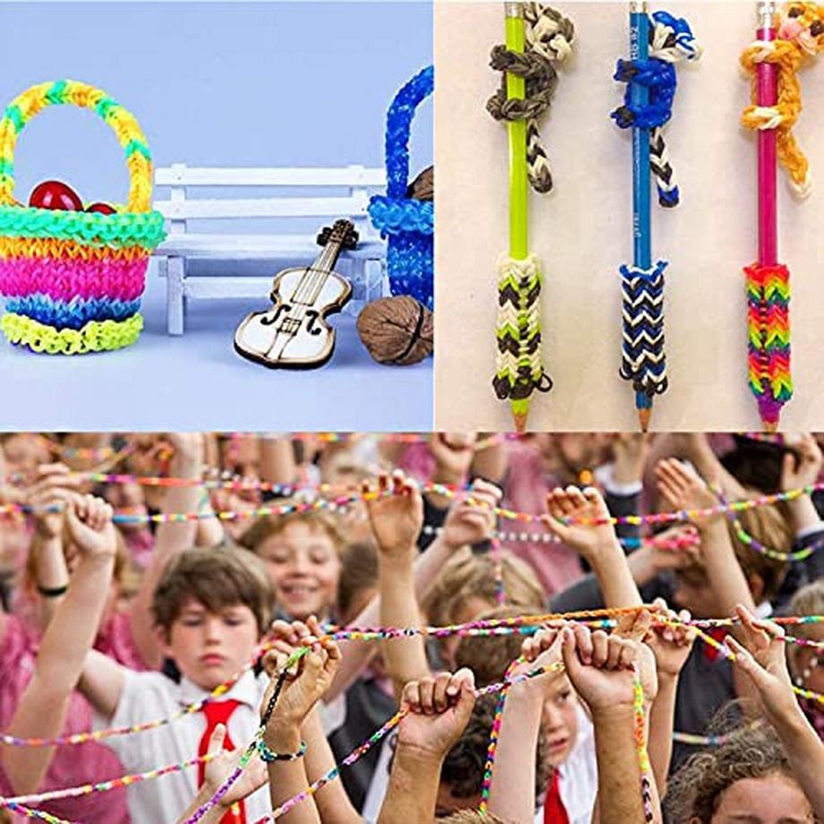 Activity-board  Loom Bänder Set zum Basteln, 2000 + Bunte Gummibänder Starter Set DIY Basteln Bunte Bänder Box Set 