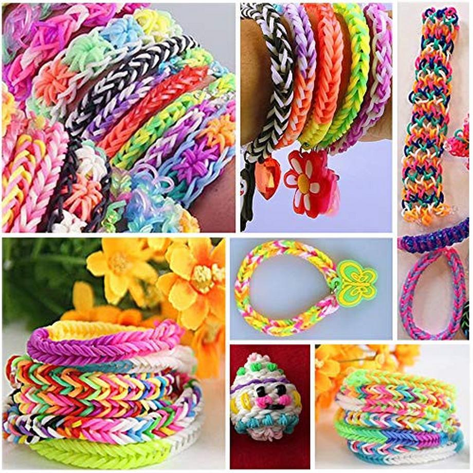 Activity-board  Loom Bänder Set zum Basteln, 2000 + Bunte Gummibänder Starter Set DIY Basteln Bunte Bänder Box Set 