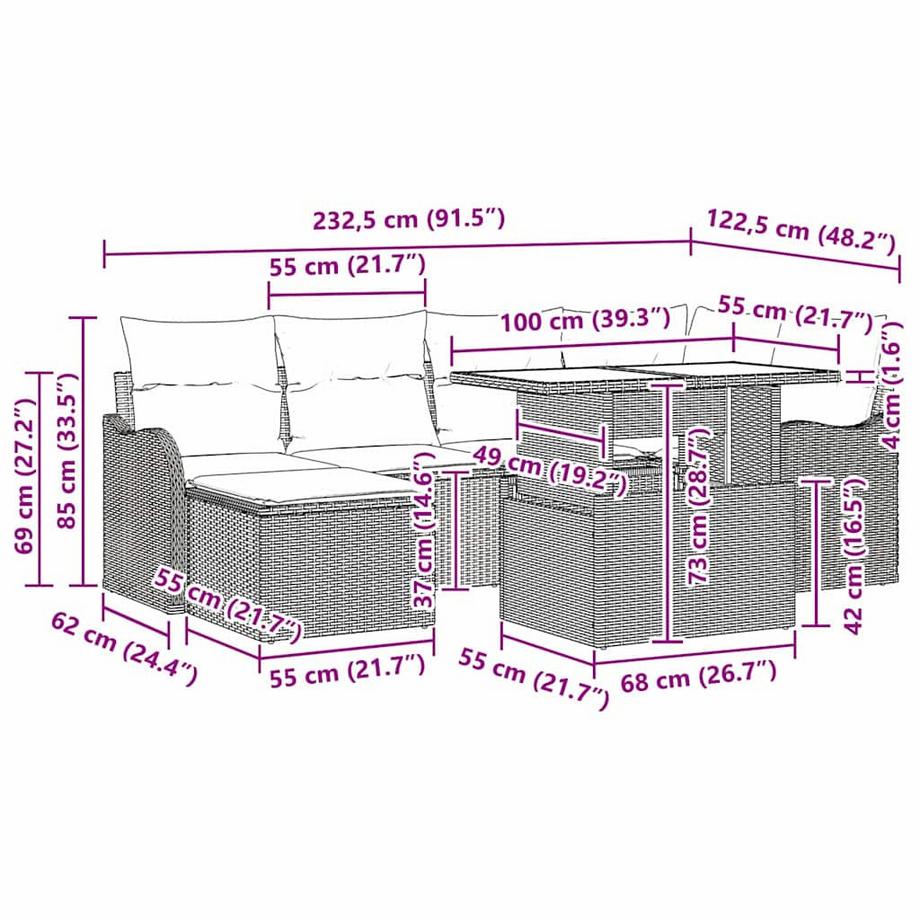 VidaXL Set di Mobili da Giardino Polyrattan  
