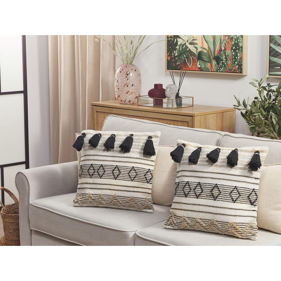 Beliani Dekokissen 2er Set aus Baumwolle Klassisch SAMBUCUS  