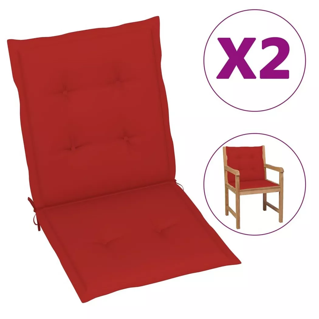 vidaXL Coussins de chaise de jardin à dossier bas lot de 2 rouge