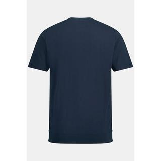 JP1880  T-shirt Henley ventre confort, manches courtes et col rond bleu marine 