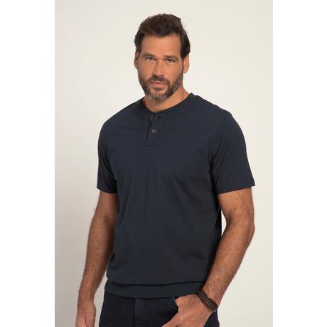 JP1880  T-shirt Henley ventre confort, manches courtes et col rond bleu marine 