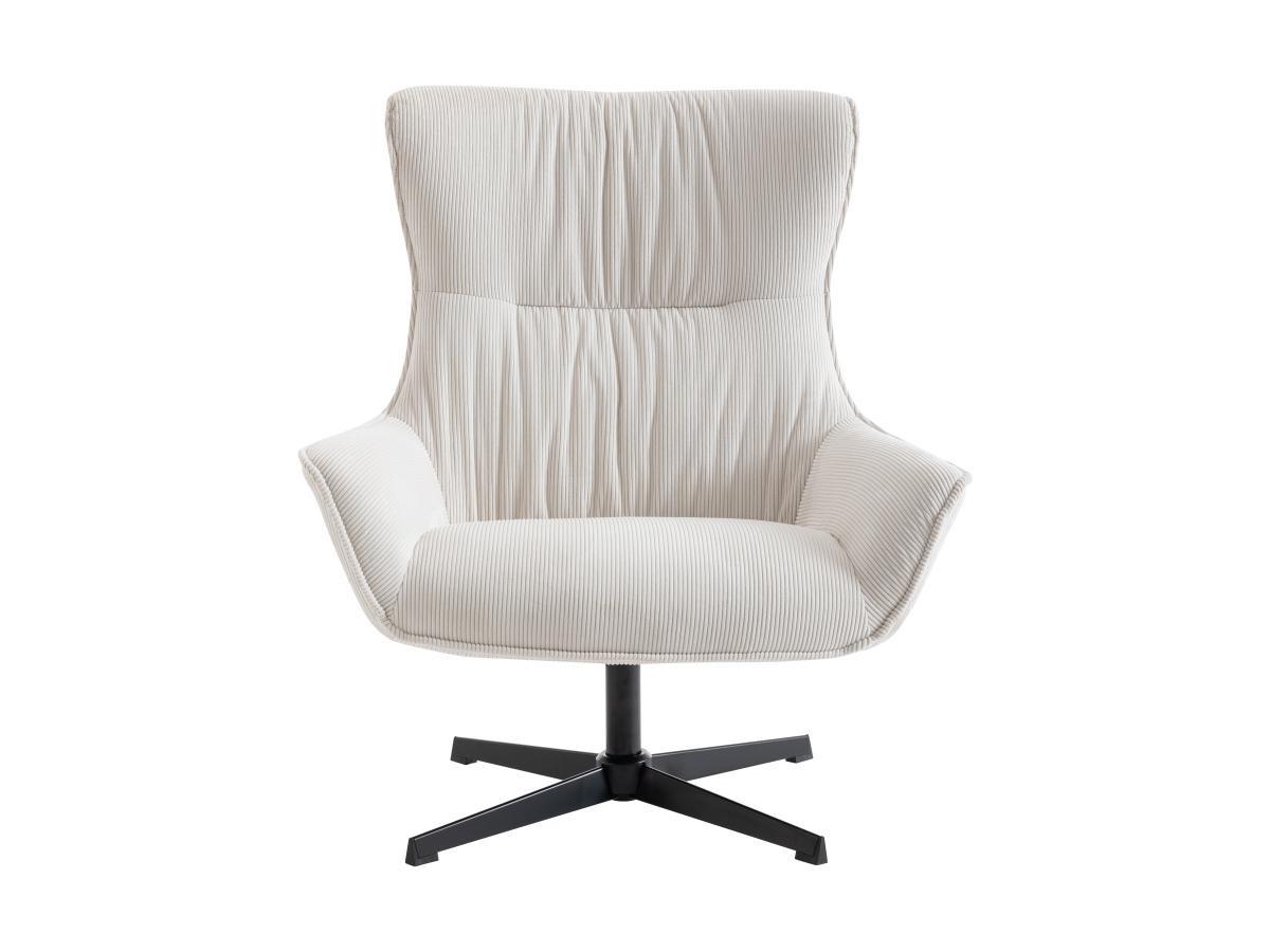 Vente-unique Fauteuil pivotant en velours côtelé beige GALATI  