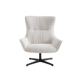 Vente-unique Fauteuil pivotant en velours côtelé beige GALATI  