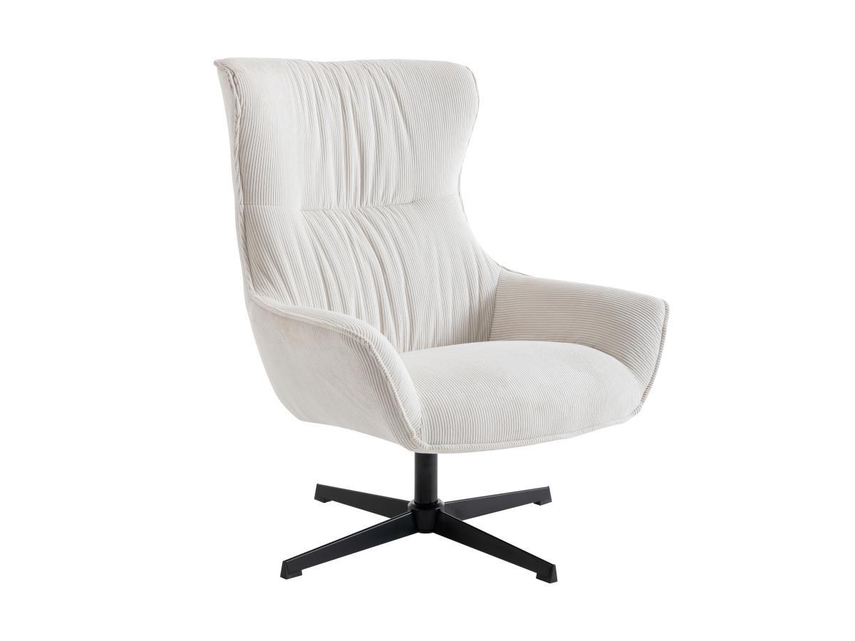 Vente-unique Fauteuil pivotant en velours côtelé beige GALATI  