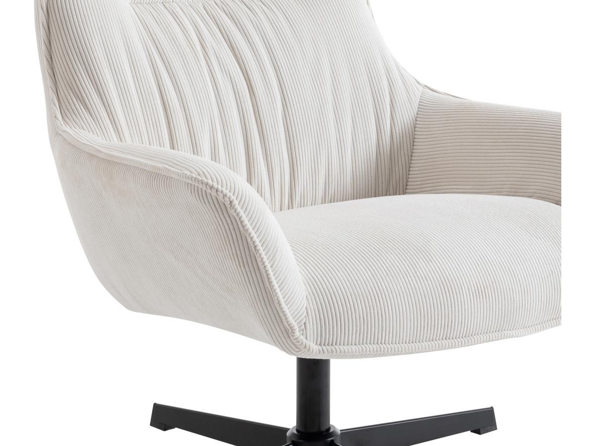 Vente-unique Fauteuil pivotant en velours côtelé beige GALATI  