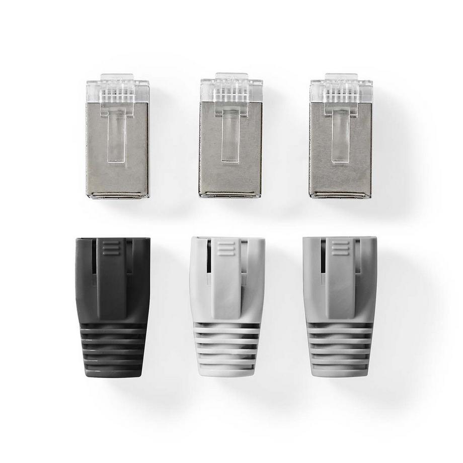 Nedis  Connecteur RJ45 | RJ45 Pass Through | FTP CAT6 plein/brin | Droit | Plaqué or | 10 pcs. | PVC | Gris / Noir / Blanc | Emballé 
