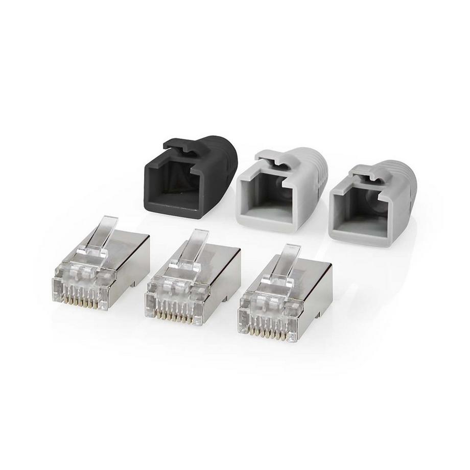 Nedis  Connecteur RJ45 | RJ45 Pass Through | FTP CAT6 plein/brin | Droit | Plaqué or | 10 pcs. | PVC | Gris / Noir / Blanc | Emballé 