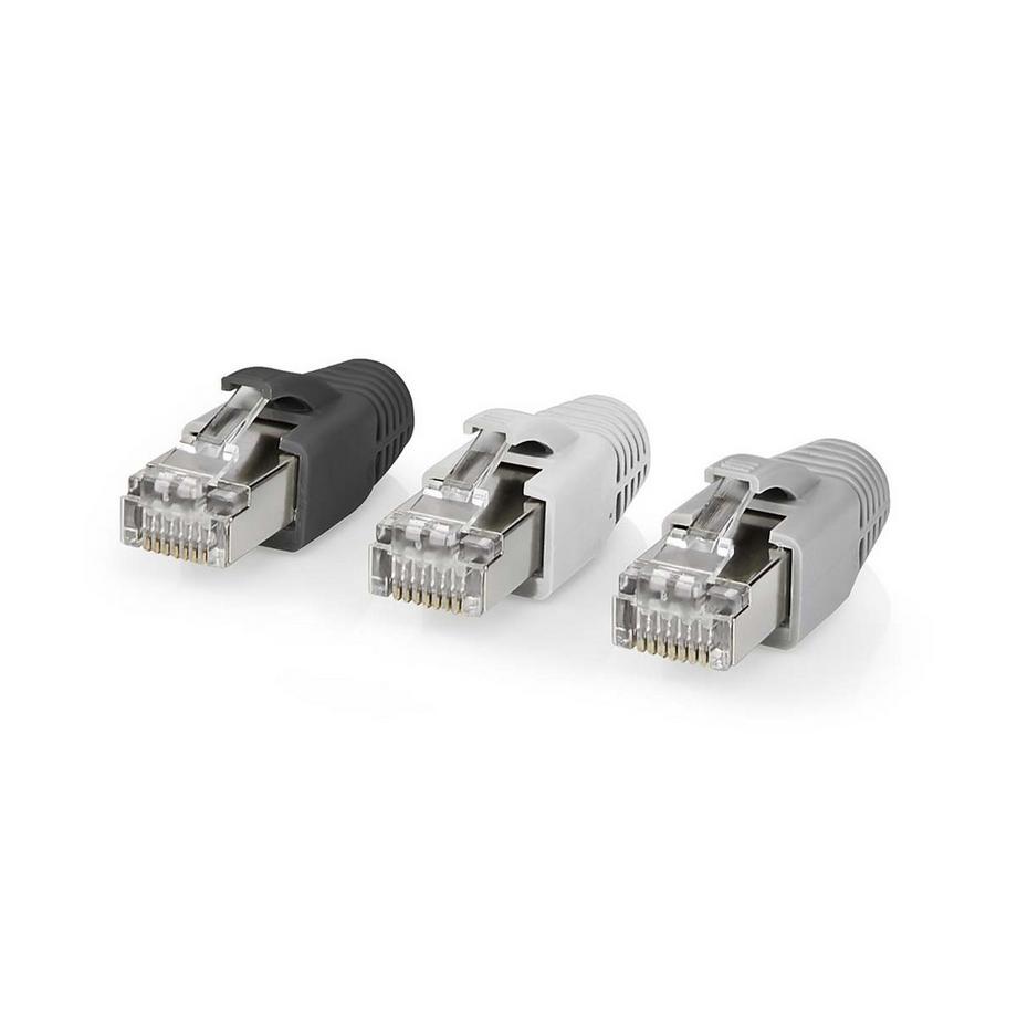 Nedis  Connecteur RJ45 | RJ45 Pass Through | FTP CAT6 plein/brin | Droit | Plaqué or | 10 pcs. | PVC | Gris / Noir / Blanc | Emballé 