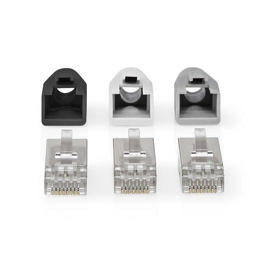 Nedis  Connecteur RJ45 | RJ45 Pass Through | FTP CAT6 plein/brin | Droit | Plaqué or | 10 pcs. | PVC | Gris / Noir / Blanc | Emballé 