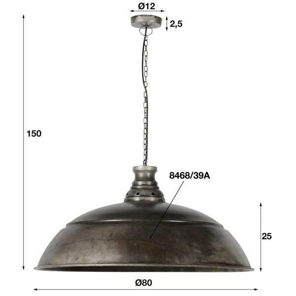 mutoni Lampada a sospensione Ø80 finitura industriale / argento antico  