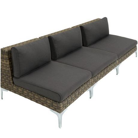 Tectake Modulares Rattanset Villanova Aluminium Set 4 3-Sitzer  