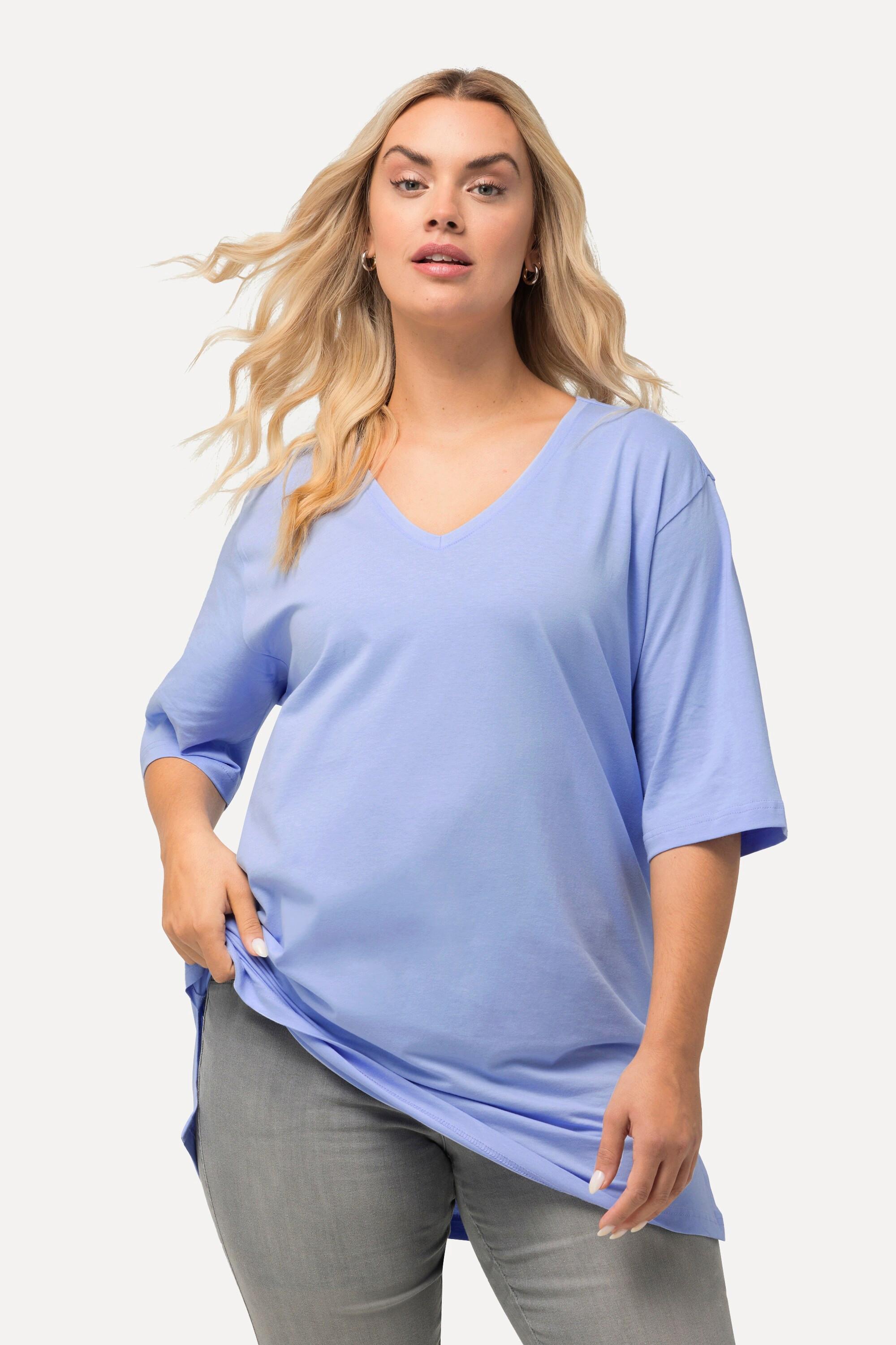 Ulla Popken  T-shirt dalle linee morbide con scollo a V e mezze maniche 