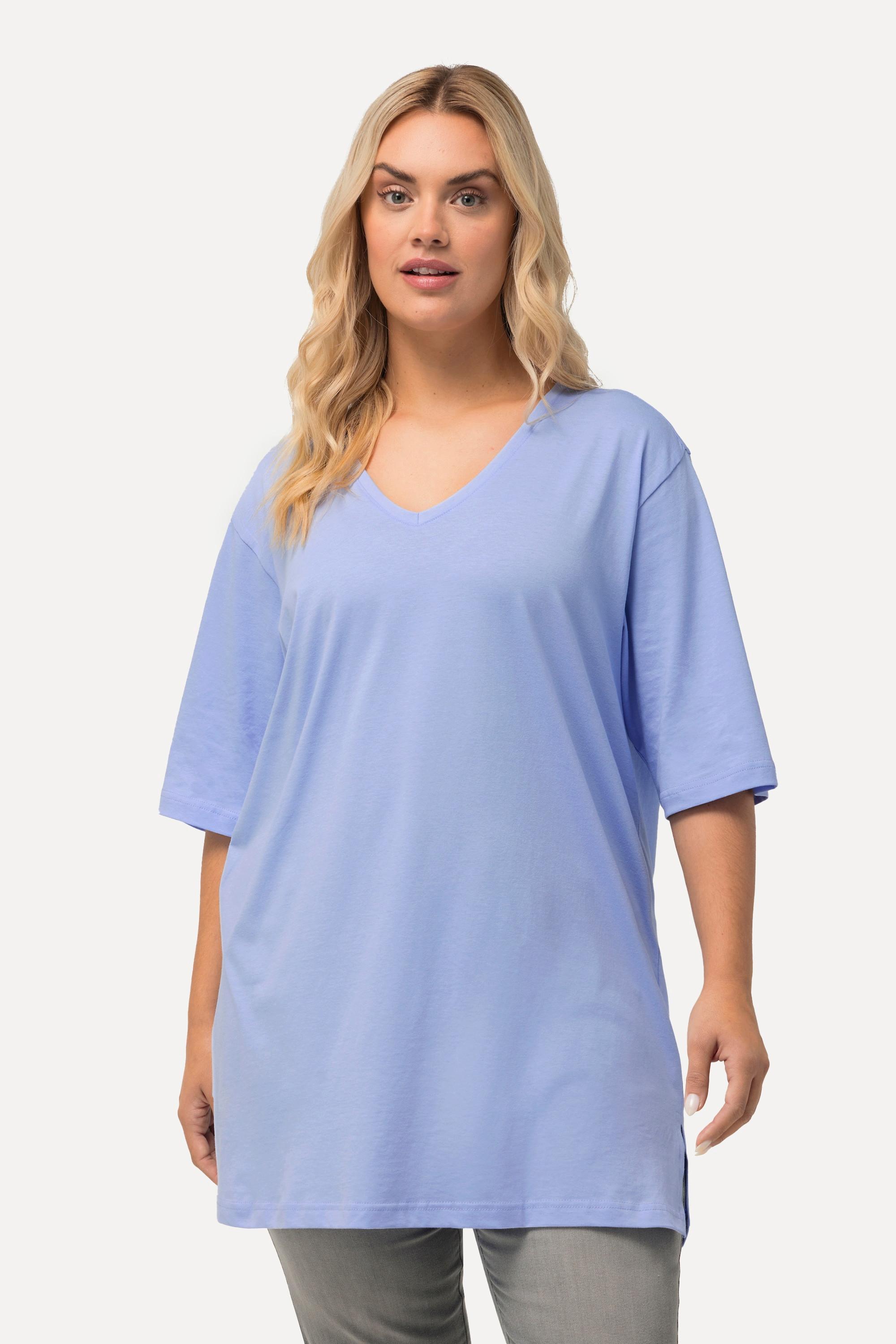 Ulla Popken  T-shirt dalle linee morbide con scollo a V e mezze maniche 