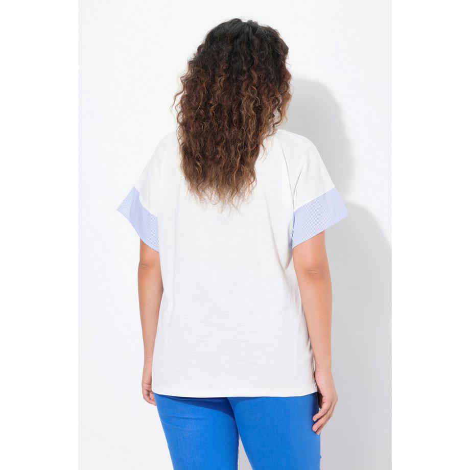 Ulla Popken T-shirt Oversize Rayé Col Rond Manches Courtes  