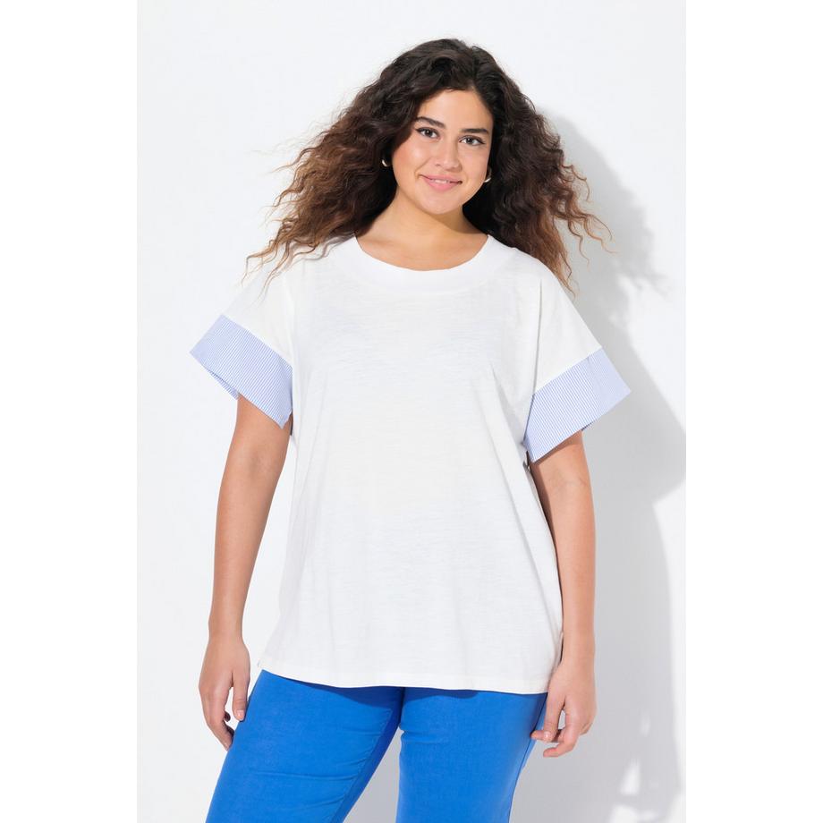 Ulla Popken T-shirt Oversize Rayé Col Rond Manches Courtes  