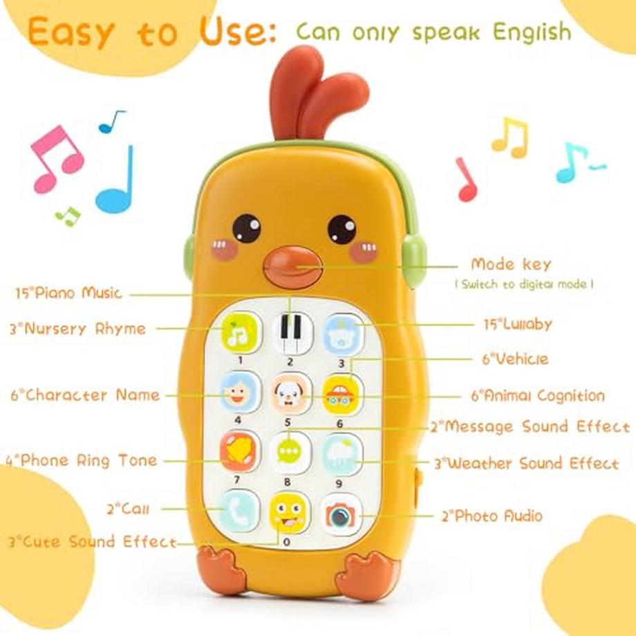 Activity-board  Babyhandy Musikspielzeug, Kinderhandy mit Musiklicht, englischem Ton und verschiedenen Melodien, Babyhandy 