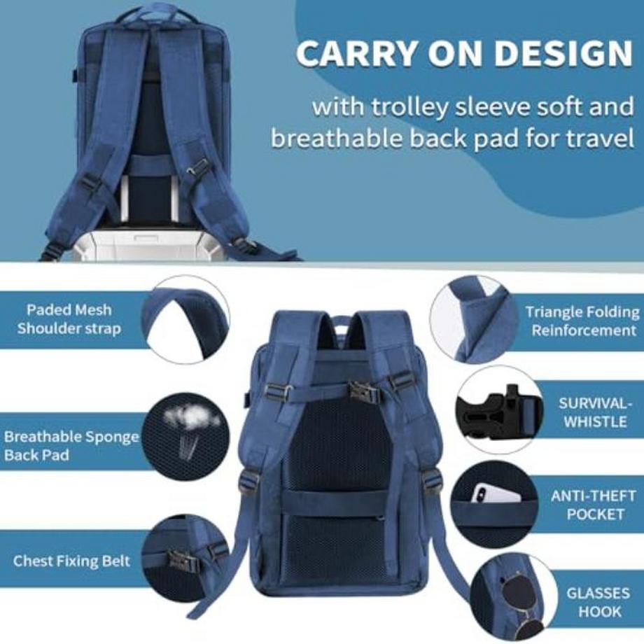 Only-bags.store Handgepäck Rucksack Laptop wasserdicht, Reise-Rucksack Handgepäck Flugzeug groß, mit USB-Anschluss  