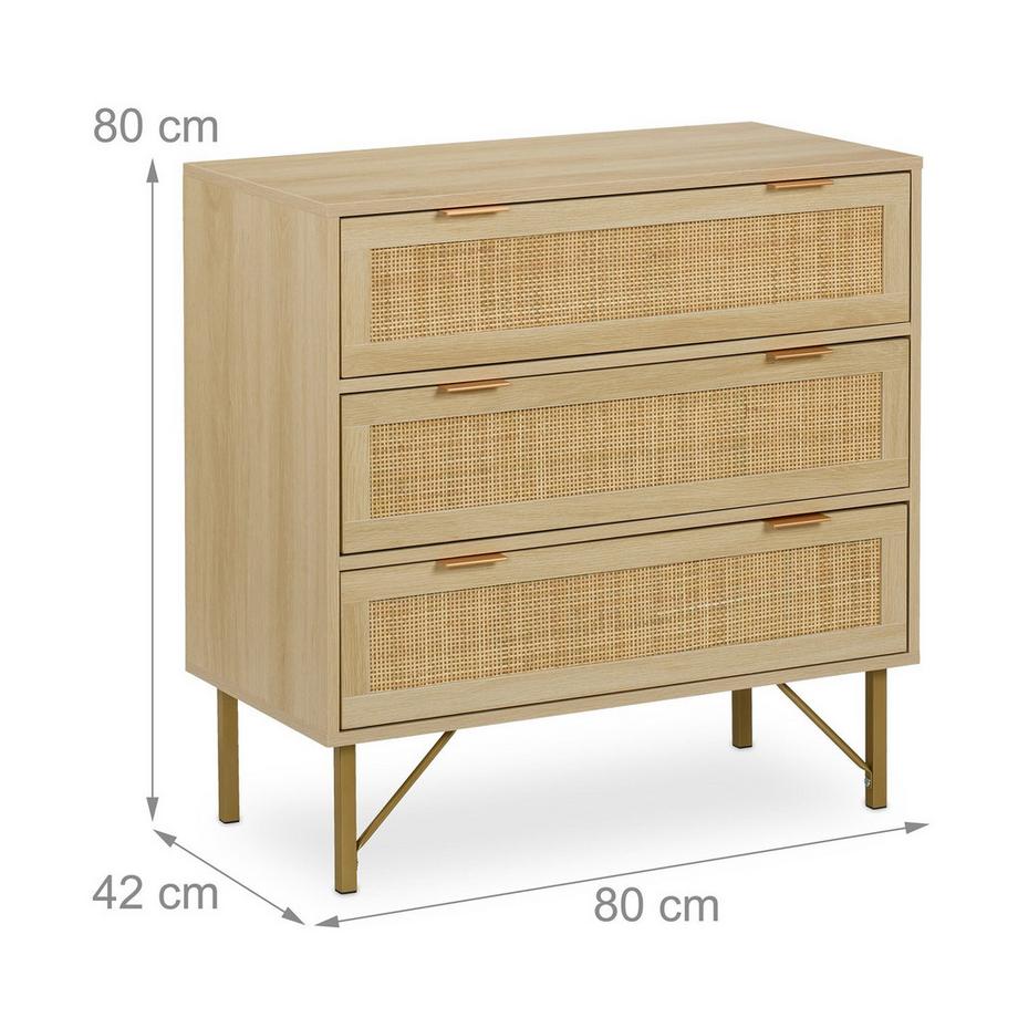 Northix Commode 3 tiroirs aspect bois  