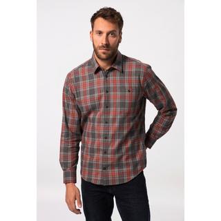 JP1880  Camicia di flanella dal taglio moderno con maniche lunghe, fantasia a quadri e colletto ad apertura inglese 