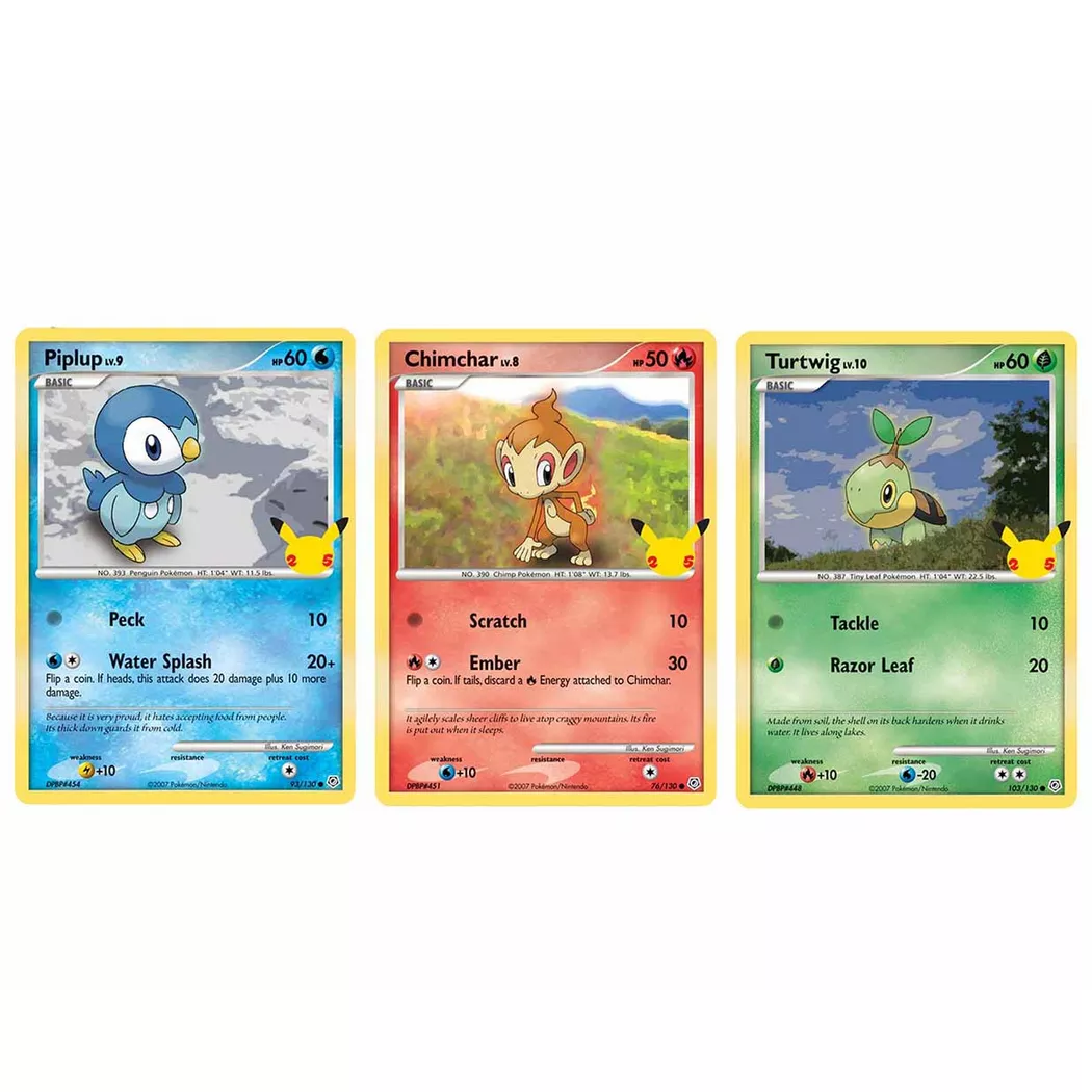Pokémon - 25th Anniversary Sinnoh Starters 3 Pack Jumbo Promos (EN), Multicolor