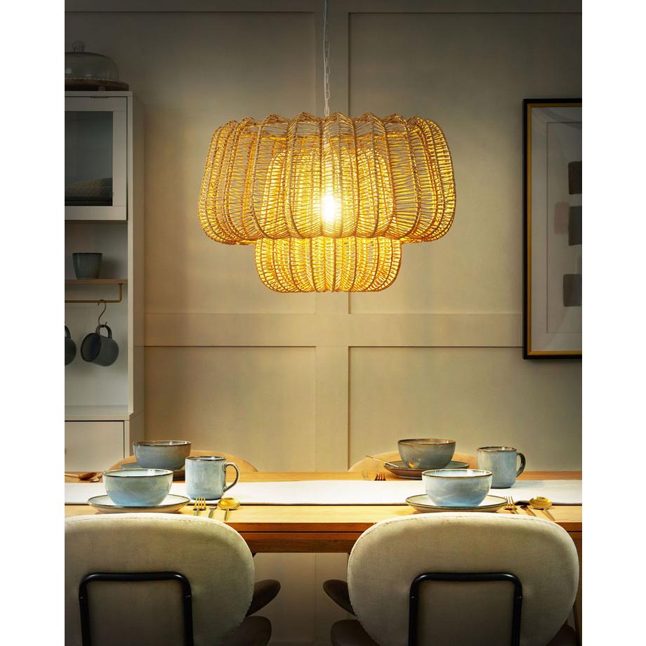 Beliani Lampe suspension en Corde en papier Boho SAISI  