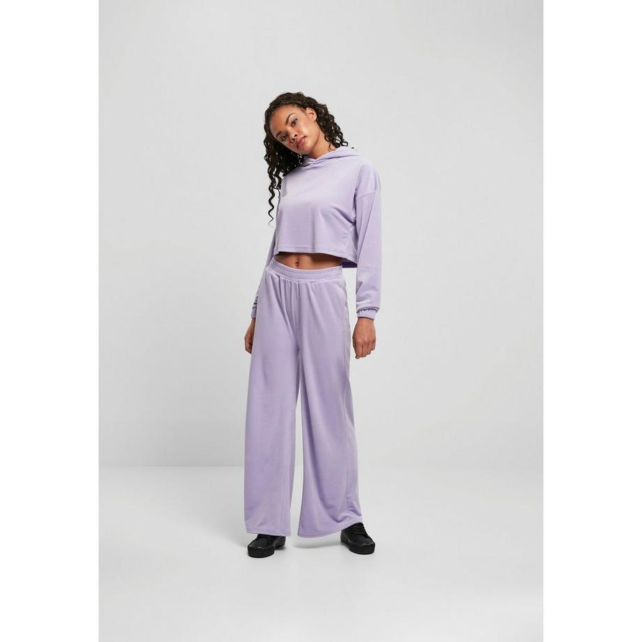 URBAN CLASSICS Cropped Velvet Oversized Hoodie  