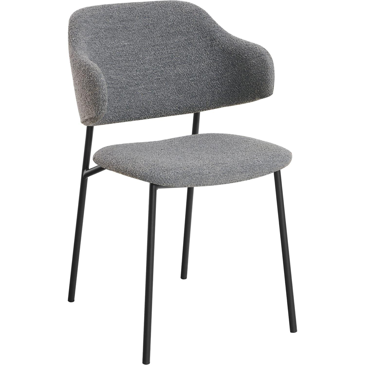 mutoni Fauteuil Zalvora tissu bouclé gris foncé (lot de 2)  