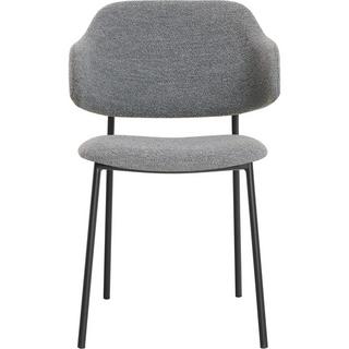 mutoni Fauteuil Zalvora tissu bouclé gris foncé (lot de 2)  