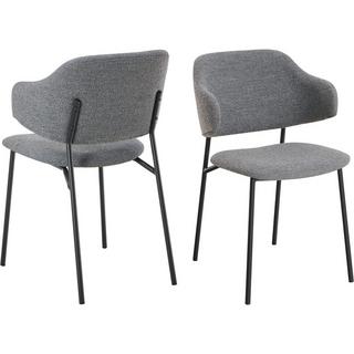 mutoni Fauteuil Zalvora tissu bouclé gris foncé (lot de 2)  